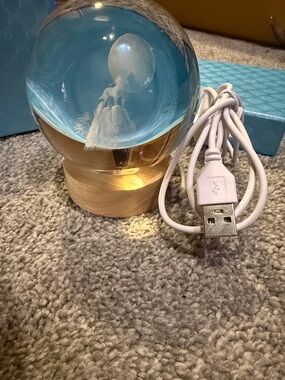 LED USB Wolf Glass Night Light - Blue